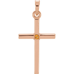 14K Rose 22.65x11.4 MM Citrine Cross Pendant