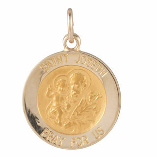 14K Yellow 15 mm Round Saint Joseph Medal  
