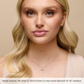 14K Rose Natural Multi-Gemstone & .03 CT Natural Diamond Cross 16-18" Necklace