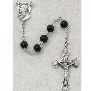 Sterling Silver 5MM Black Wood Rosary