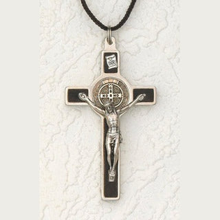 3 inch with Wood Inlay Saint Benedict Cross (with explanation of Saint Benedict)