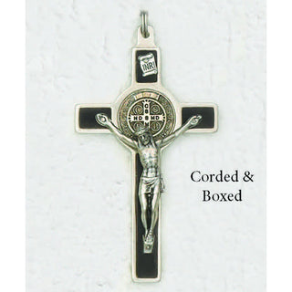 3 inch with Wood Inlay Saint Benedict Cross (with explanation of Saint Benedict)