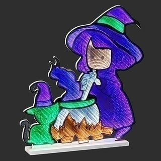 25-Inch Led Cute Witch With Cauldron Table Decor - Eternity Light