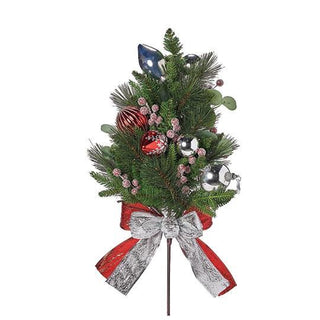 32-Inch Silver/Red Spray W/ Bows