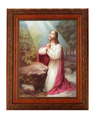 Chirst On Mt Olive In Ornate Wood Frame 10" X 12"