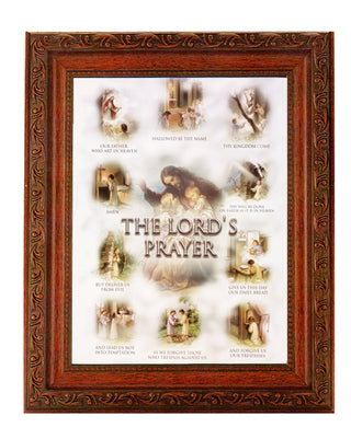The Lord'S Prayer In Ornate Wood Frame 10" X 12"