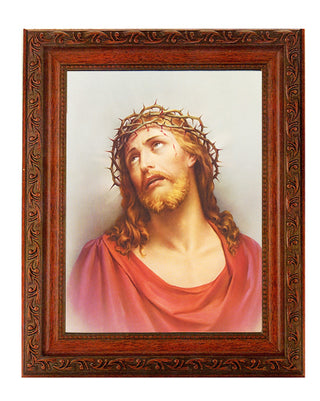 Christ In Agony In Ornate Wood Frame 10" X 12"