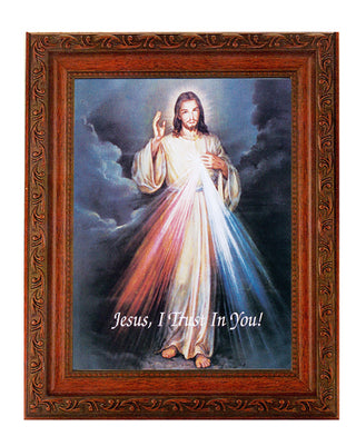 Divine Mercy In Ornate Wood Frame 10X12" 8X10 Print
