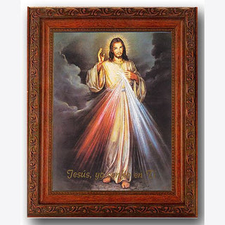 Spanish Divine Mercy 8X10 In Ornate Wood Frame 10X12