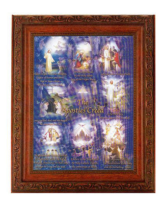 Apostles Creed In Ornate Wood Frame 10" X 12"