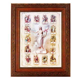 Stations Of The Cross In Ornate Wood Frame 10" X 12"