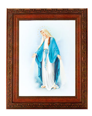 Our Lady Of Grace In Ornate Wood Frame 10" X 12"