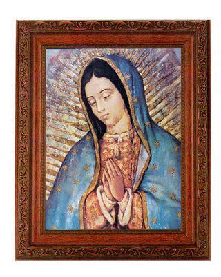 Our Lady Of Guadalupe In Ornate Wood Frame 10" X 12"