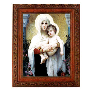 Bouguereau Madonna And Child In Ornate Wood Frame 10" X 12"