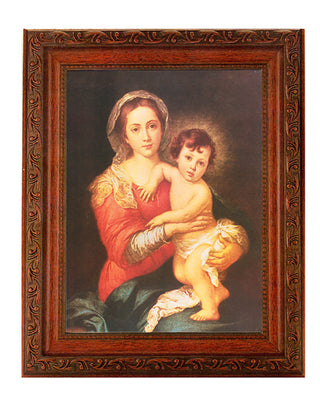 Murillo Madonna And Child In Ornate Wood Frame 10" X 12" - SALE