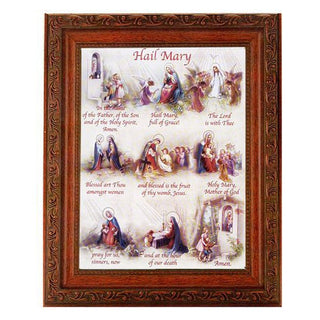 The Hail Mary In Ornate Wood Frame 10" X 12"