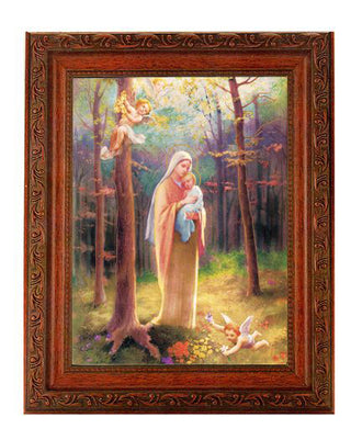 Madonna Of The Woods In Ornate Wood Frame 10" X 12"