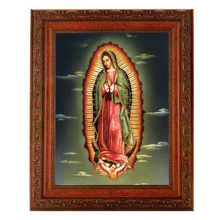 Our Lady Of Guadalupe In Ornate Wood Frame 10" X 12"