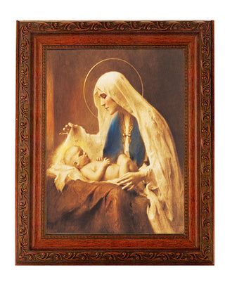 Chambers-Madonna And Child In Ornate Wood Frame 10" X 12"