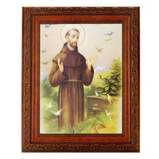 St. Francis In Ornate Wood Frame 10" X 12"