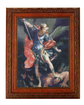 St. Michael In Ornate Wood Frame 10" X 12"