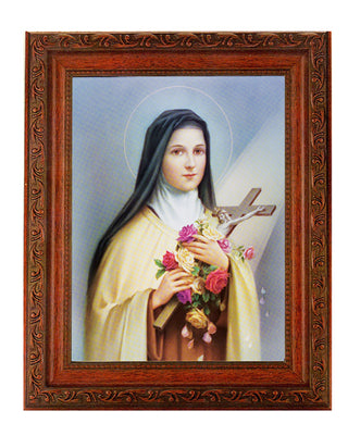 St. Therese In Ornate Wood Frame 10" X 12"