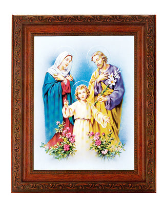 The Holy Family In Ornate Wood Frame 10" X 12"