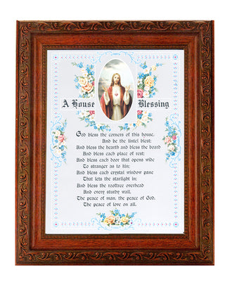 Shj-House Blessng In Ornate Wood Frame 10" X 12"