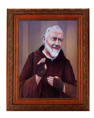 St. Pio In Ornate Wood Frame 10" X 12"