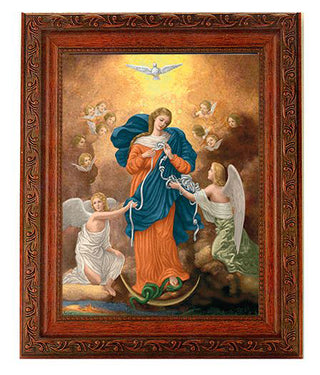 Our Lady Untier Of Knots In Ornate Wood Frame 10" X 12"