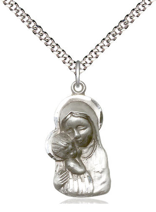 Sterling Silver Madonna & Child Medal Religious Jewelry