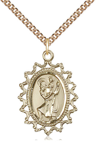 14kt Gold Filled Saint Christopher Medal Catholic Jewelry