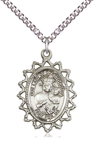 Sterling Silver Our Lady of Czestochowa Medal Catholic Jewelry