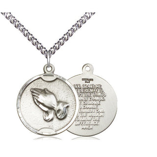 Sterling Silver Praying Hands Medal Religious Jewelry