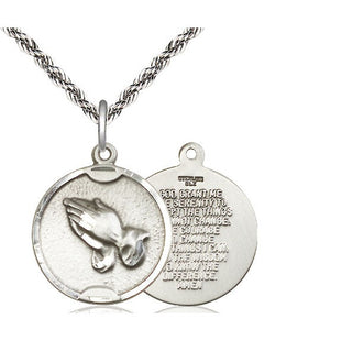 Sterling Silver Praying Hands Medal Religious Jewelry