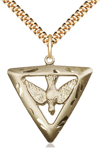 14kt Gold Filled Holy Spirit Triangle Medal Catholic Jewelry