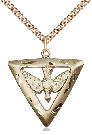 14kt Gold Filled Holy Spirit Triangle Medal Catholic Jewelry
