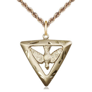 14kt Gold Filled Holy Spirit Triangle Medal Catholic Jewelry