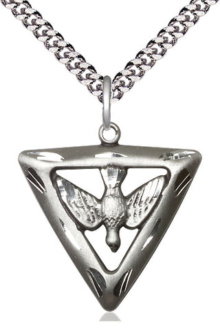 Pewter Holy Spirit Triangle Medal Catholic Jewelry