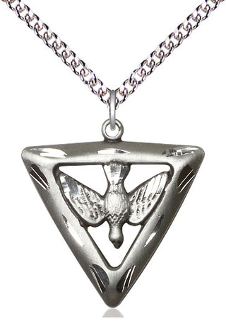 Sterling Silver Holy Spirit Triangle Medal Catholic Jewelry