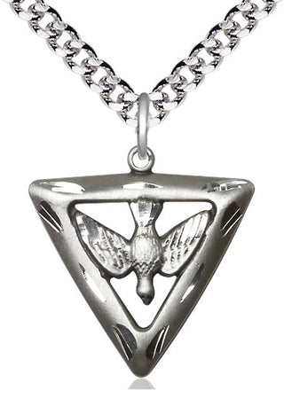 Sterling Silver Holy Spirit Triangle Medal Catholic Jewelry