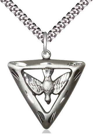 Sterling Silver Holy Spirit Triangle Medal Catholic Jewelry