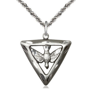 Sterling Silver Holy Spirit Triangle Medal Catholic Jewelry