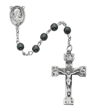 Pewt 6MM Genuine Hematite Rosary