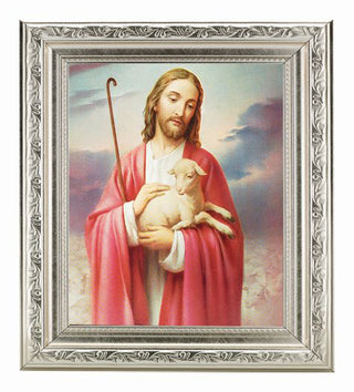 The Good Shepherd In Ornate Silver Frame 10X12 8X10 Print