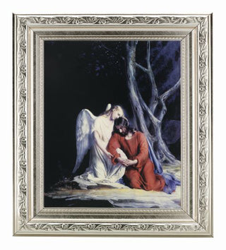 Christ With Angel In Ornate Silver Frame 10X12 8X10 Print