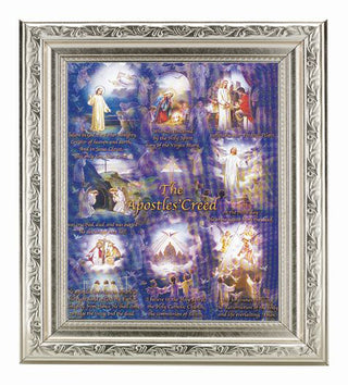 Apostles Creed In Ornate Silver Frame 10" X 12"
