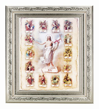 Station Of The Cross Ornate Silver Frame 10" X 12"