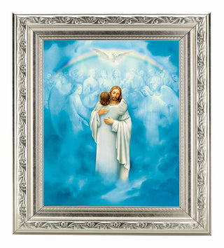 Christ Welcoming Home with Ornate Sil Frame 10" X 12"
