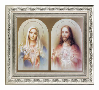 The Sacred Hearts In Ornate Sil Frame 10" X 12"